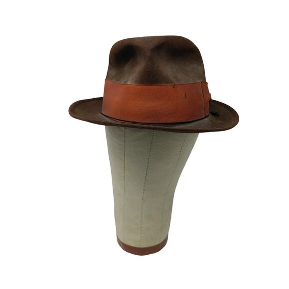 Stetson Sovereign Twenty Mode Edge Felt Fedora Hat SZ 6 7/8 W/Pin & Cord SEE DES